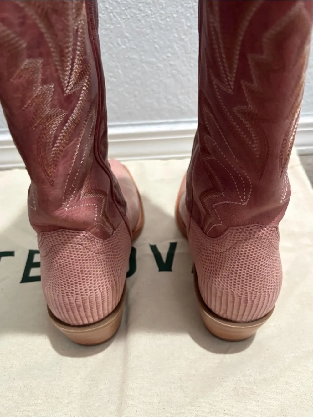 Tecovas Abby Pink frost Women's Pink Tall Western Boots - Stylish Cowboy Boot